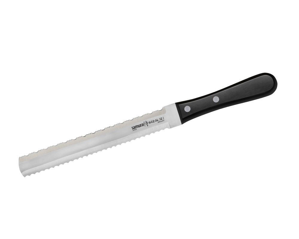 фото Набор из 3-х кухонных ножей (универсальный, для замороженных продуктов, шеф) samura "harakiri" (shr-0230b) black, сталь aus-8, рукоять abs-пластик