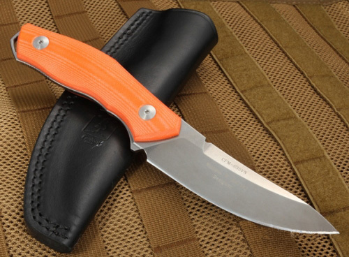 Нож с фиксированным клинком C.U.T. Fixed, Orange G-10 Scales, PVD - Coated CPM® S30V™, Dmitry Sinkevich (SiDiS) Design, Black Leather Sheath 10.6 см. - фото 3