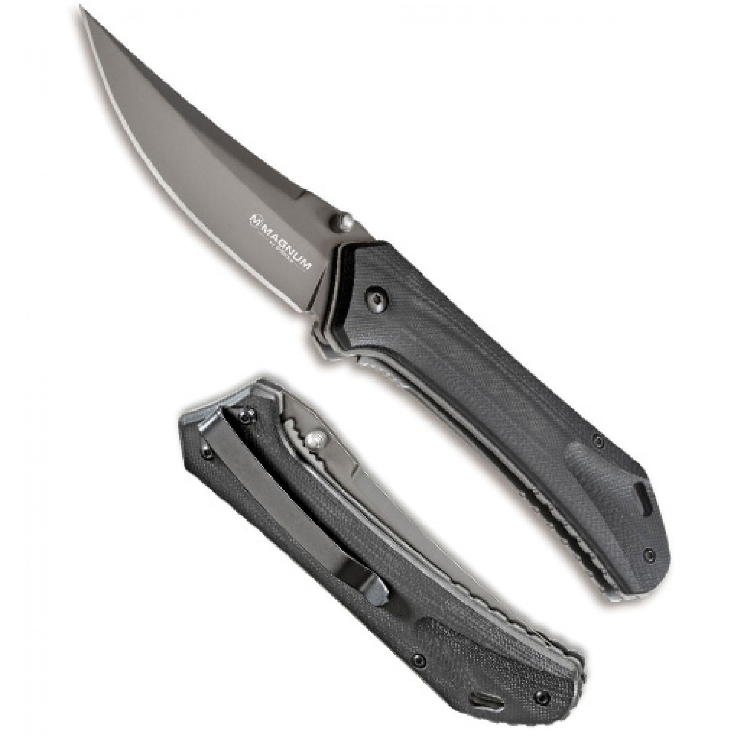 Складной нож Magnum Nero - Boker 01RY964, сталь 440A Titanium Nitride, рукоять стеклотекстолит G10, серый - фото 4