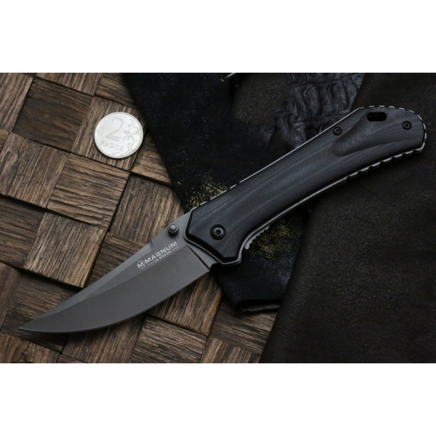 Складной нож Magnum Nero - Boker 01RY964, сталь 440A Titanium Nitride, рукоять стеклотекстолит G10, серый - фото 7