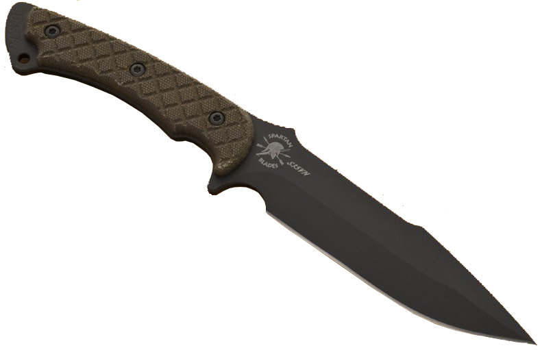 Нож с фиксированным клинком Horkos (Black SpartaCoat/Green Micarta/Black Sheath) 14.5 см.