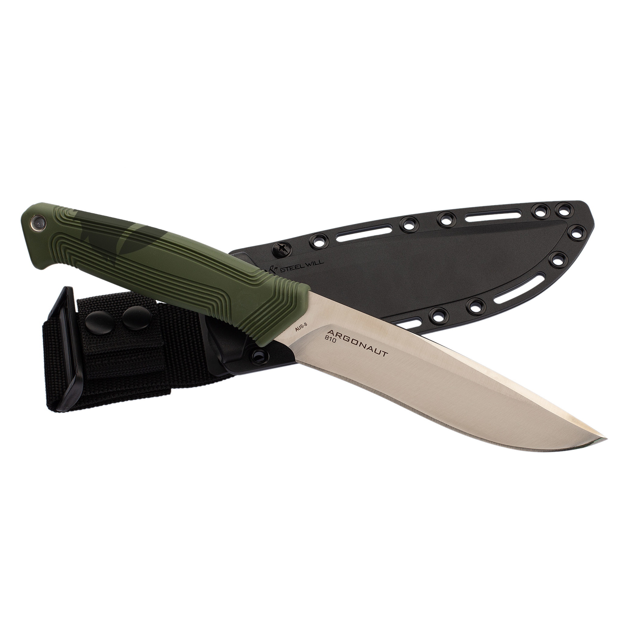 Нож Argonaut Steel Will, сталь AUS8, TPR зеленый - фото 4