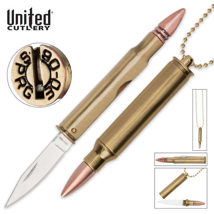 фото Набор ножей bullet knife combo, united cutlery, uc3072, нержавеющая сталь, рукоять латунь, цвет золотой