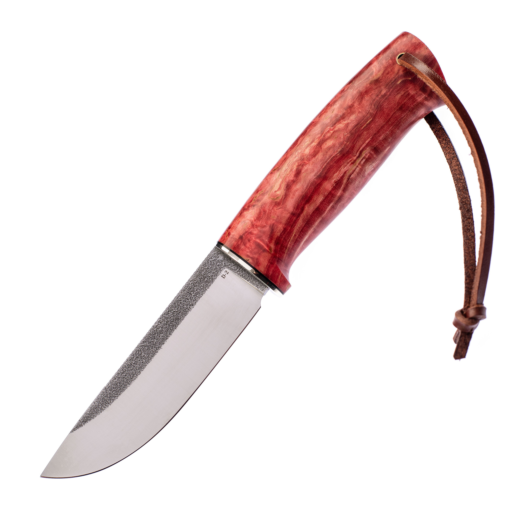 Нож Шмель, сталь D2, карельская береза, красный
