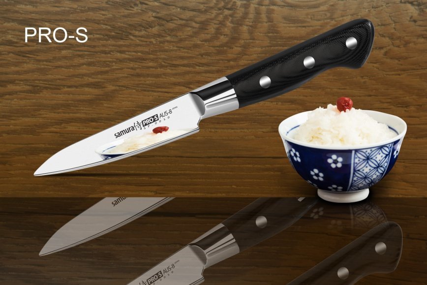 Нож кухонный Samura PRO-S овощной - SP-0010, сталь AUS-8, рукоять G10, 88 мм - фото 2