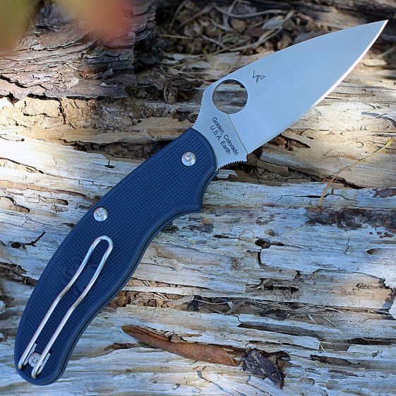 Нож складной UK Penknife Spyderco 94PDBL, сталь Crucible CPM® S110V™ Satin Plain, рукоять термопластик FRN (Dark Blue) синий - фото 2
