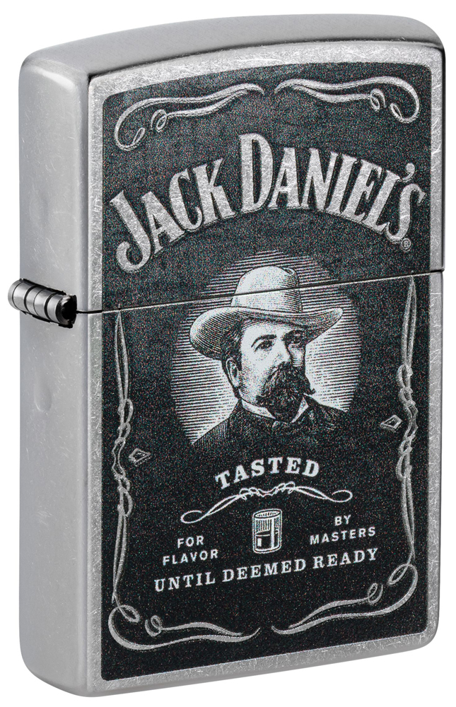 Зажигалка ZIPPO Jack Daniels® с покрытием Street Chrome, латунь/сталь, серебристая