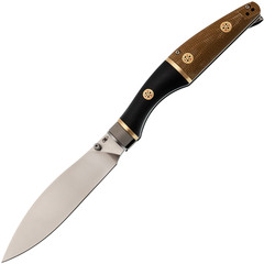 Фото Складной нож Reptilian Трапёр-01 лимитированная версия, сталь D2, рукоять черный G10/коричневая микарта