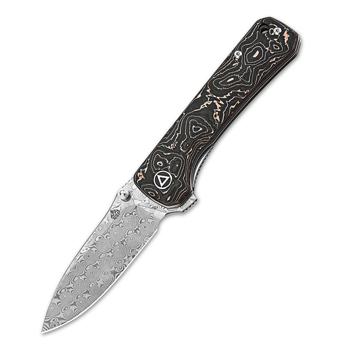 Складной нож QSP Hawk, сталь дамаск, рукоять карбон, черный/бежевый складной нож hawk дамаск verawood