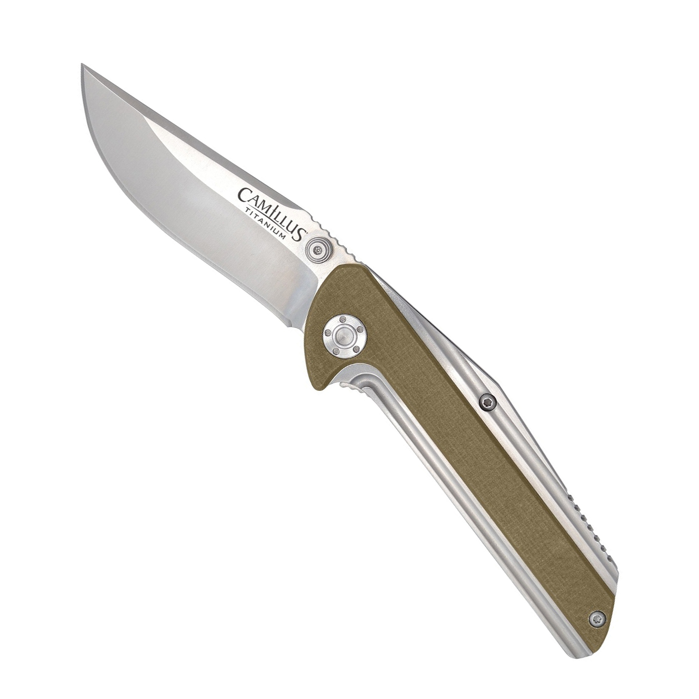 Нож складной Camillus Sevens, Titanium Bonded® Aus-8 Steel, Stainless Steel with Desert Tan G-10 Accented Handle 7.6 см. - фото 4