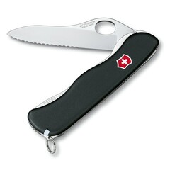 Фото Нож перочинный Victorinox Sentinel One Hand, сталь X50CrMoV15 серрейтор, рукоять нейлон, черный
