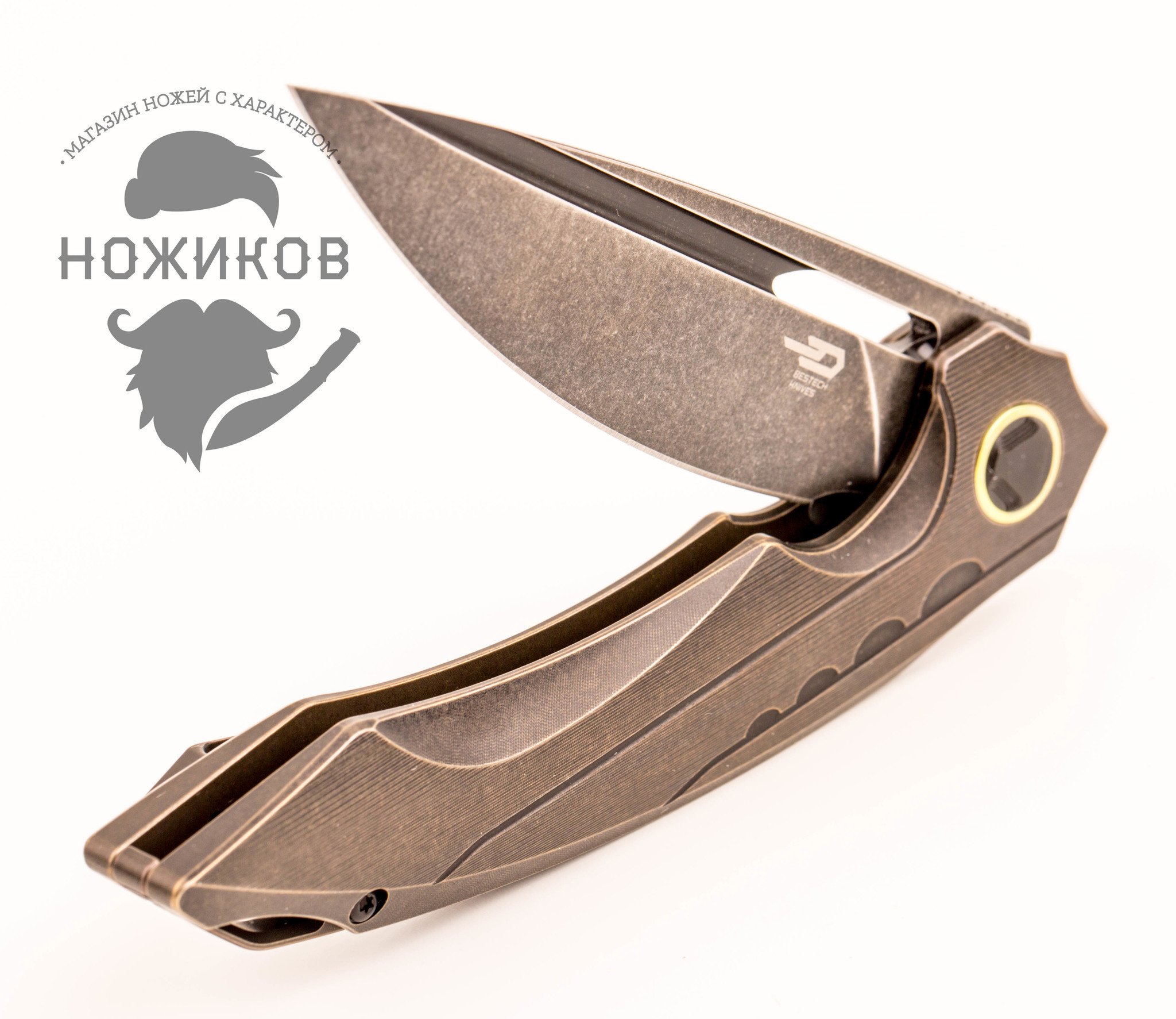 Складной нож Bestech BT1811A, сталь M390, рукоять титан - фото 9
