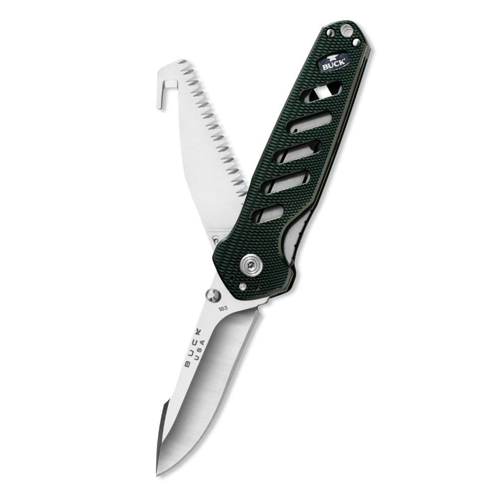 фото Нож складной 183 alpha crosslock - buck 0183grs, сталь 420hc, рукоять алюминий, зеленый