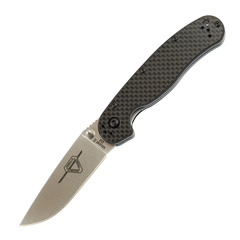 Фото Нож складной Ontario RAT-2, сталь D2, Satin, рукоять carbon fiber, black