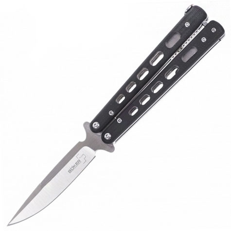 Складной нож Boker Plus Balisong 06EX002, Satin Finish 440C Steel, рукоять стеклотекстолит G-10, чёрный - фото 1
