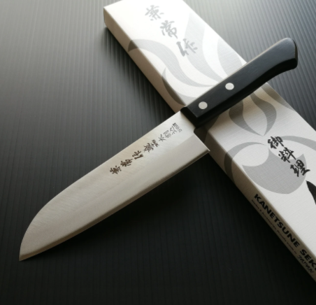Нож кухонный Сантоку 165 мм, сталь Shirogami 2/SUS410, рукоять black plywood