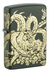 Фото Зажигалка ZIPPO Dragon Design с покрытием Green Matte, латунь/сталь, зеленая, матовая