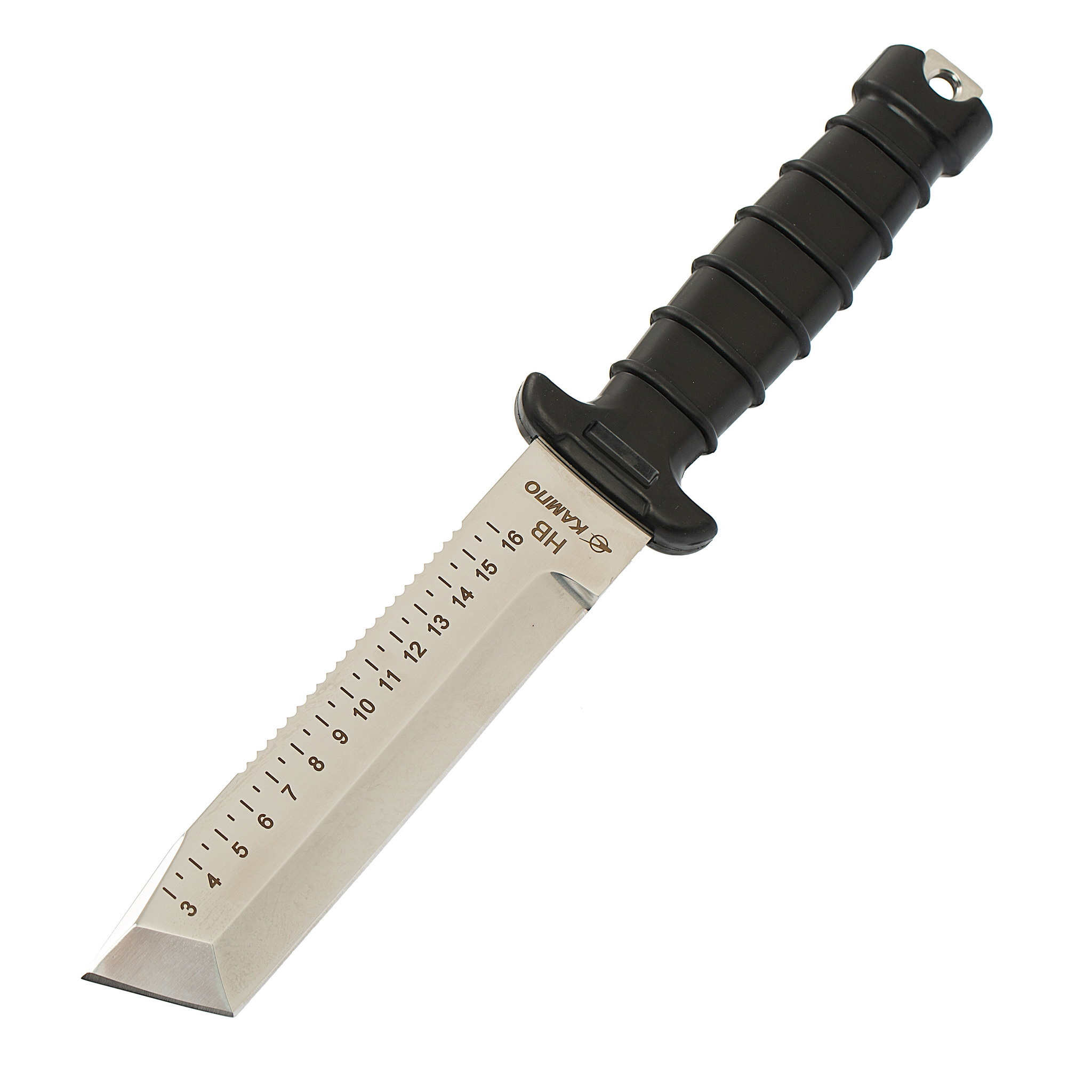 Нож водолазный НР, сталь 95х18, рукоять термоэластопласт, пластиковые ножны - фото 1