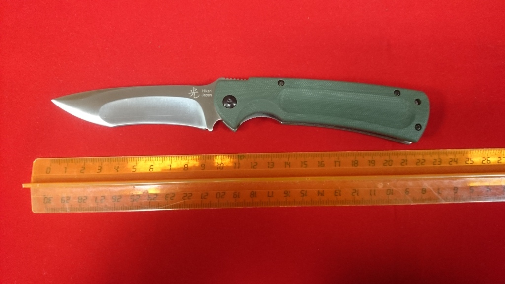 Складной нож Hikari Мемотек Higo Folder, клинок сатин, сталь D2, рукоять темно-зеленый G10 от Ножиков