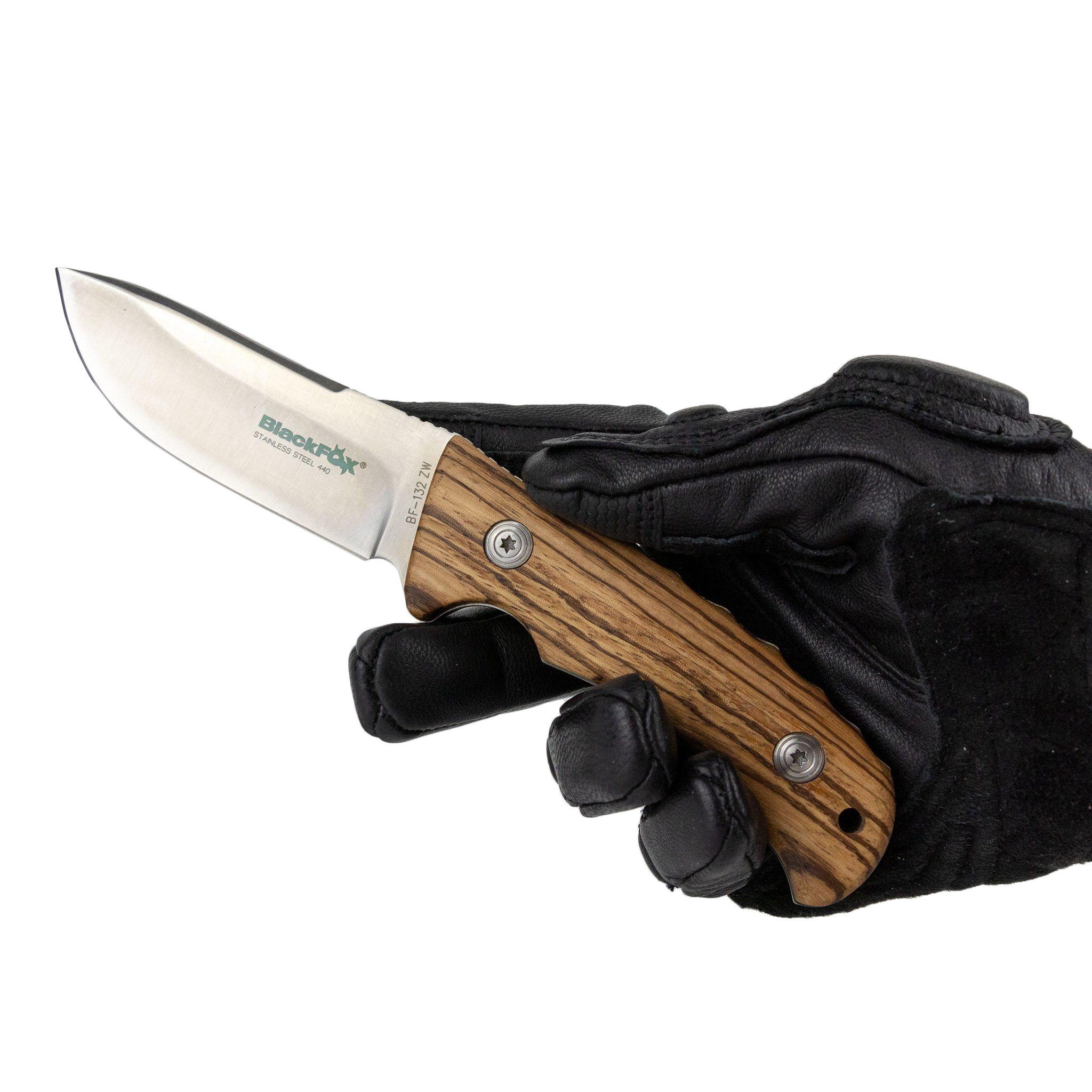 Нож Fox Blackfox Hunter, сталь 440А, рукоять Zebra Wood, коричневый от Ножиков