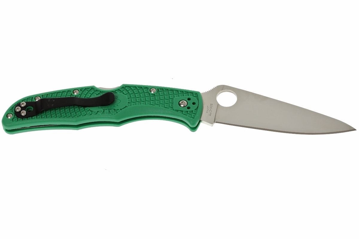 фото Складной нож spyderco endura 4 flat ground - 10fpgr, сталь vg-10 satin plain, рукоять термопластик frn, зелёный