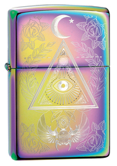 Фото Зажигалка ZIPPO Classic Eye of Providence Design с покрытием Multi Color, латунь/сталь, разноцветная, глянцевая, 36x12x56 мм