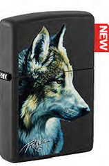 Фото Зажигалка ZIPPO Linda Picken с покрытием Black Matte, Волк, латунь/сталь