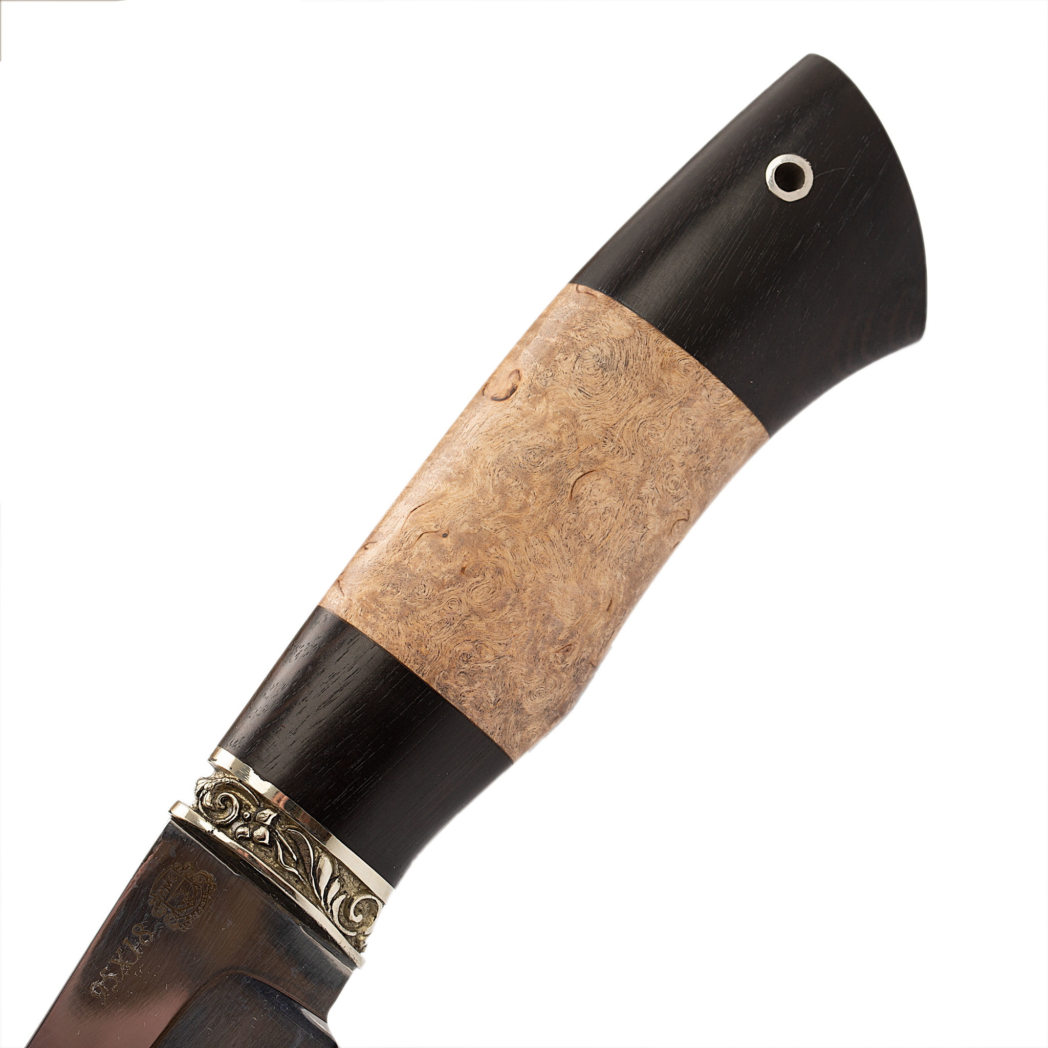 Нож Шкуросъемный с крюком, 95Х18, карельская береза - фото 3