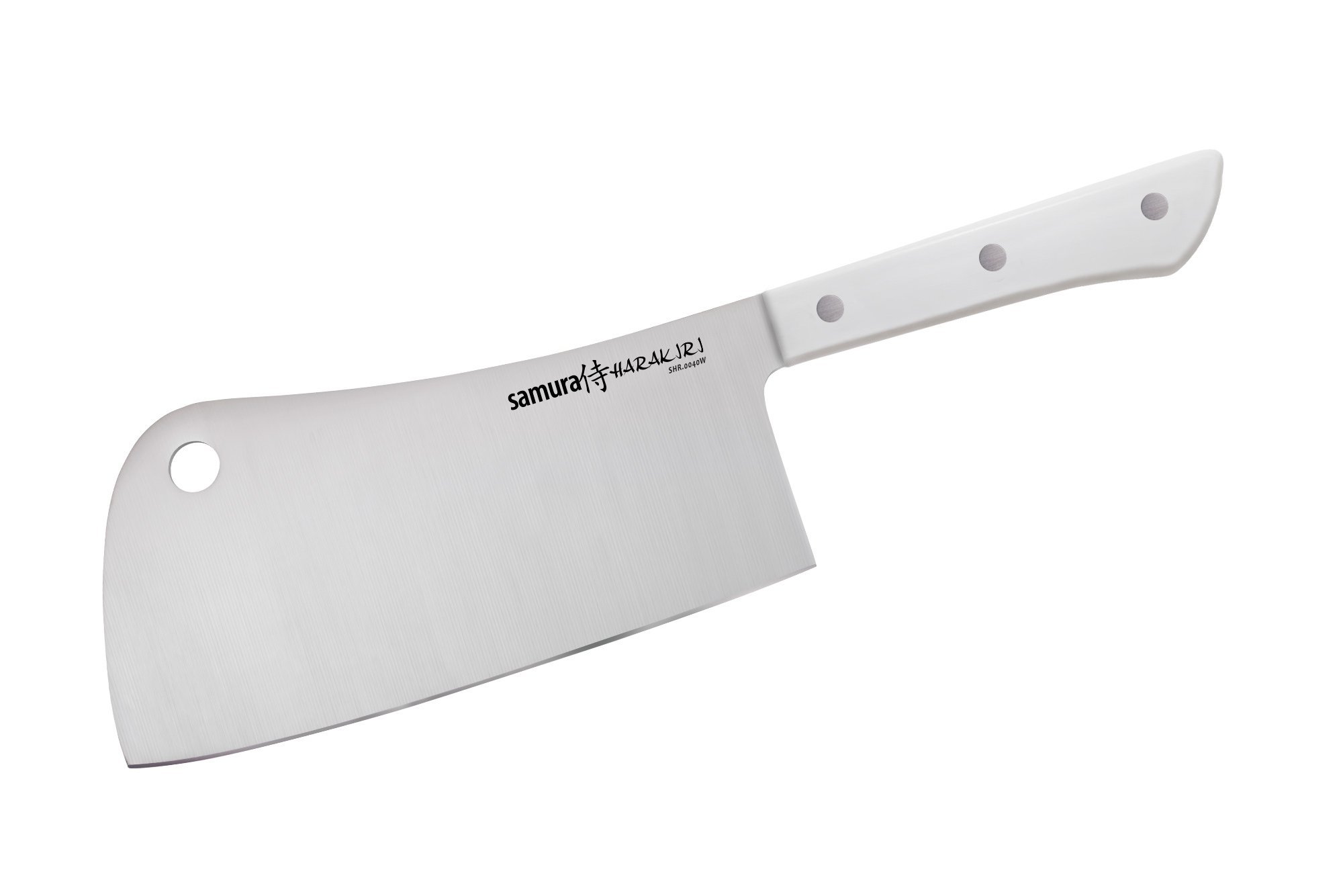 фото Нож-топорик кухонный для мяса samura "harakiri" (shr-0040w) 180 мм, сталь aus-8, рукоять abs пластик, белый
