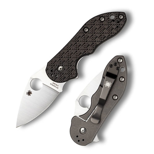 Нож складной Dice - Spyderco C182CFTIP, сталь CTS® XHP Satin Plain, рукоять титан/стеклотекстолит G10/карбон, чёрный - фото 2
