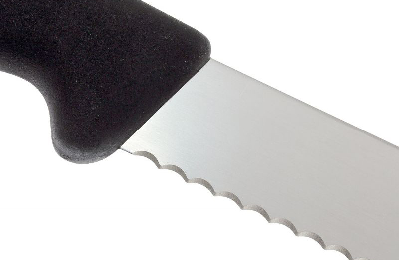 Кухонный нож Victorinox для хлеба, сталь X55CrMo14, рукоять термоэластопласт, черный от Ножиков