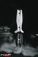 Фото Тактический нож N.C. Custom Grave 2.0 LE Stormtrooper blackwash, сталь AUS-10, рукоять White Elastron