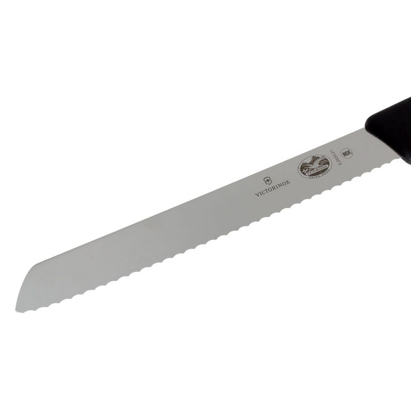 Кухонный нож Victorinox для хлеба, сталь X55CrMo14, рукоять термоэластопласт, черный от Ножиков