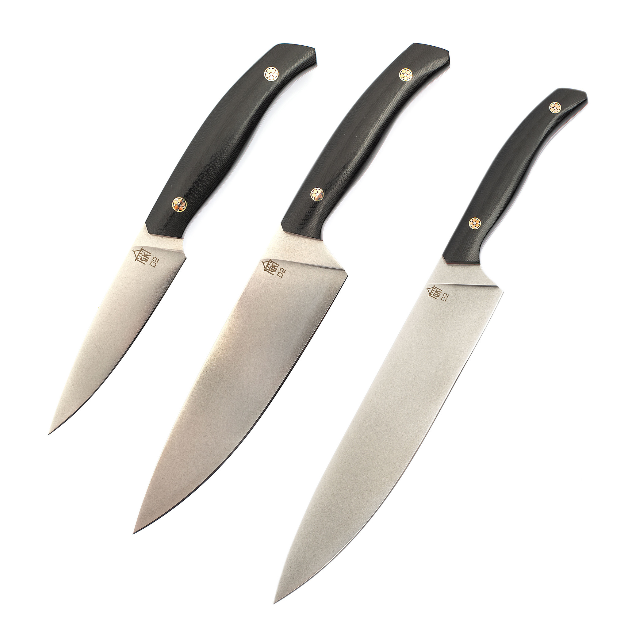 Кухонный набор из 3 ножей, сталь D2, рукоять G10 от Ножиков