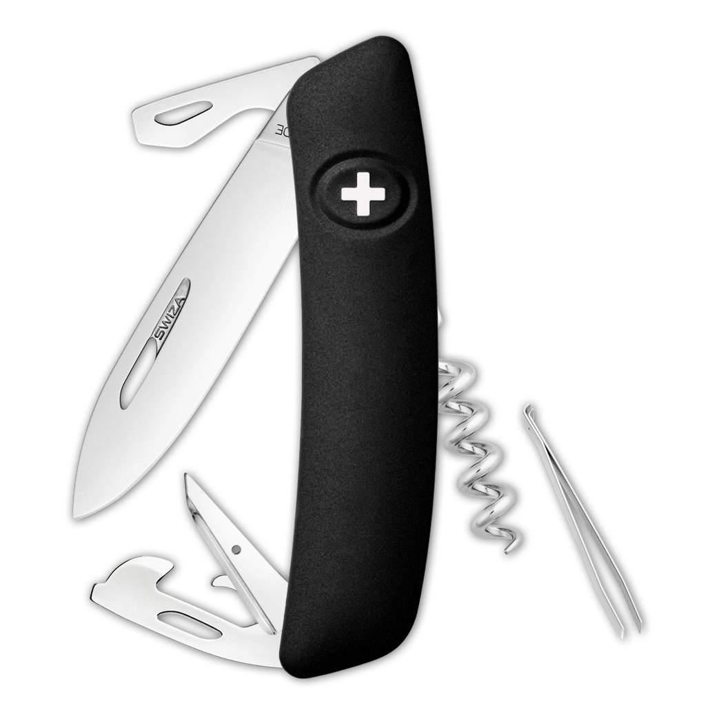 Швейцарский нож SWIZA D03 Standard, 95 мм, 11 функций, черный - фото 1