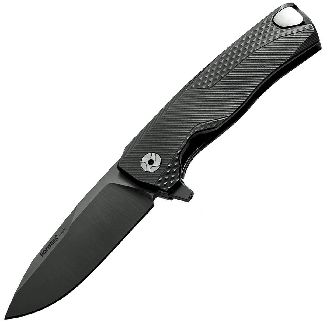 Нож складной LionSteel ROK A BB, сталь Black DLC-Coated Bhler M390, рукоять алюминий, чёрный