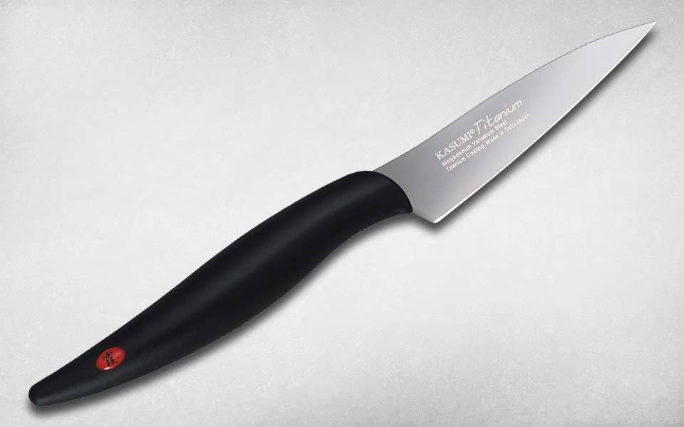 Нож кухонный для овощей Titanium 80 мм, Kasumi, 22008/GR, сталь Molybdenum Vanadium, полипропилен, чёрный