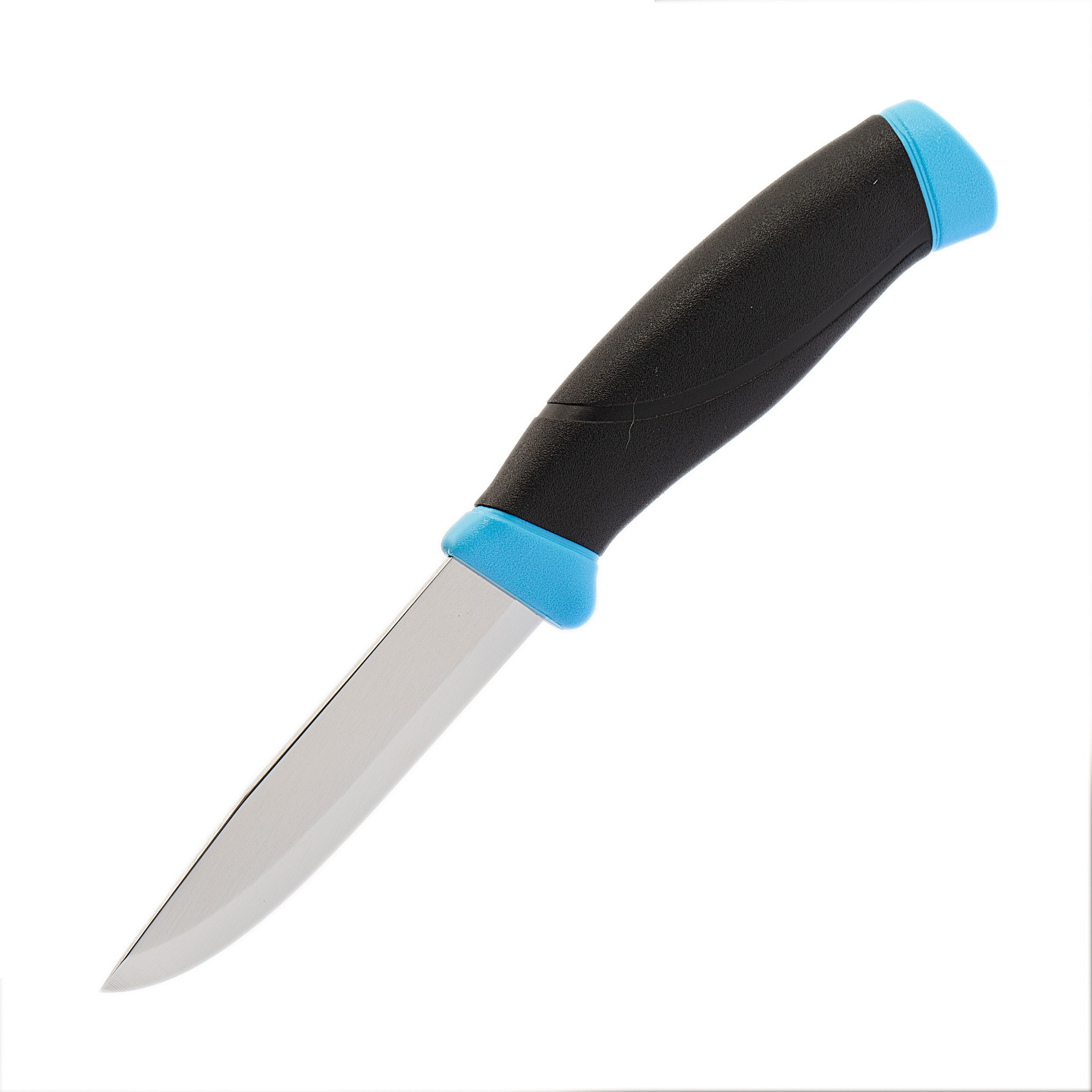 фото Нож с фиксированным лезвием morakniv companion blue, сталь sandvik 12с27, рукоять пластик/резина, голубой