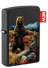 Фото Зажигалка ZIPPO Linda Picken с покрытием Black Matte, Медведь, латунь/сталь