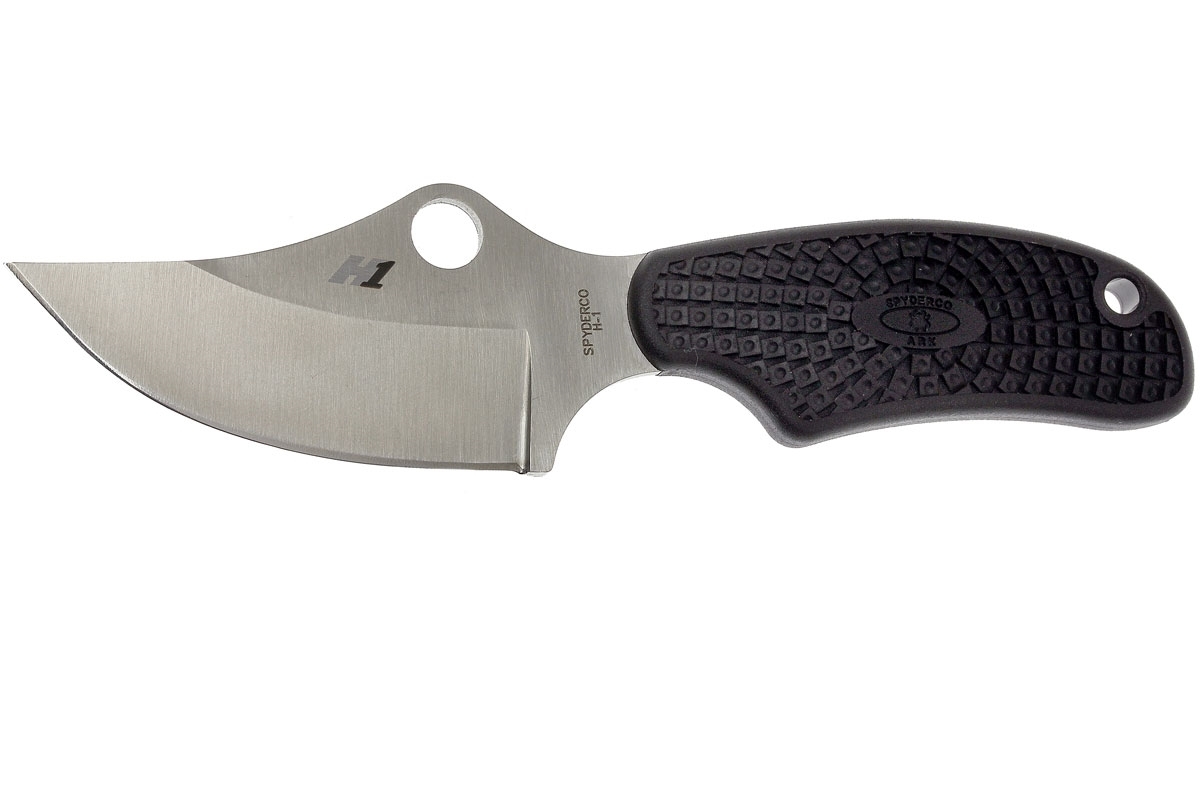 фото Нож с фиксированным клинком ark (always ready knife) spyderco fb35pbk, сталь h1 satin plain, рукоять термопластик frn, чёрный