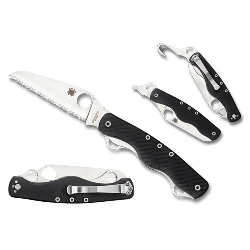 Складной многофункциональный нож ClipiTool™ Rescue™ - Spyderco Multi-Tool 209GS, сталь 8Cr13MoV Satin Serrated, рукоять стеклотекстолит G10, чёрный - фото 3