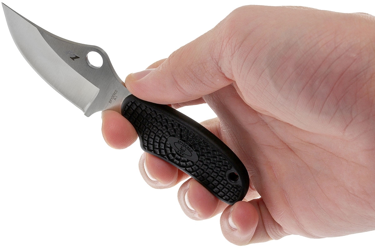 фото Нож с фиксированным клинком ark (always ready knife) spyderco fb35pbk, сталь h1 satin plain, рукоять термопластик frn, чёрный