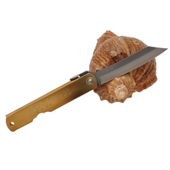 Фото Складной нож Nagao Higonokami Warikomi Mitsuo, 80мм, сталь Aogami, рукоять латунь