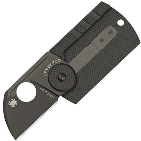 Складной нож-брелок Dog Tag Folder Black - Spyderco 188CFBBKP, сталь CPM S30V TiNi coating, рукоять G10/карбон, чёрны