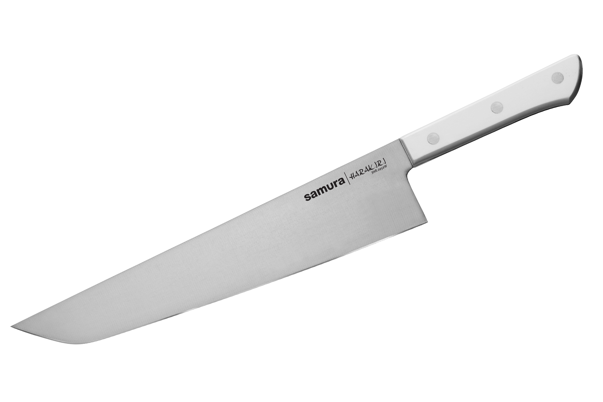 Кухонный нож Samura Harakiri 254 мм, сталь AUS-8, рукоять пластик, белый нож кухонный samura harakiri гранд шеф 240 мм коррозие стойкая сталь abs пластик