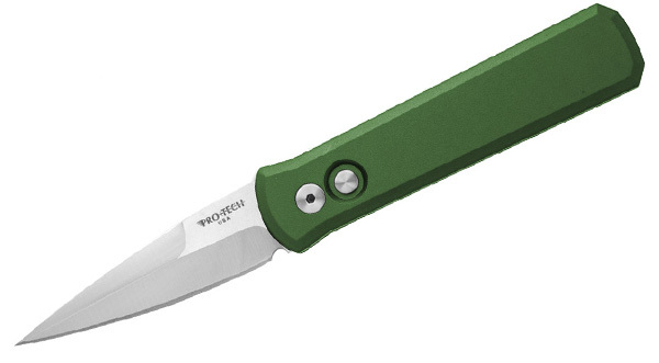 Автоматический складной нож Godson™, Satin Finish 154CM Blade, Green Aluminum Handle - фото 1