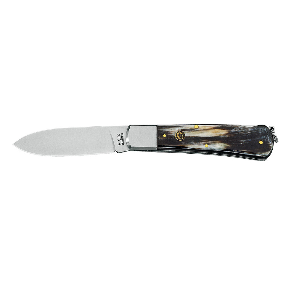 Складной нож Fox Hunting Folder, сталь 12С27, рукоять рог, коричневый - фото 2