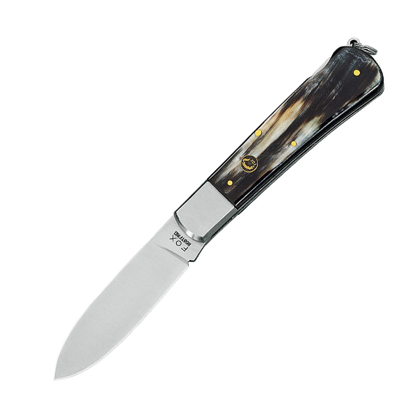 Складной нож Fox Hunting Folder, сталь 12С27, рукоять рог, коричневый - фото 1