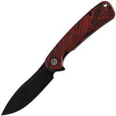 Фото Раскладной нож Petrified Fish Rogue, сталь 154CM с покрытием Black Stonewash, рукоять черно-красный G10