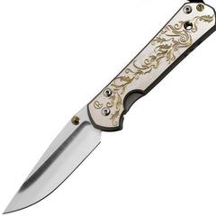 Фото Складной нож Chris Reeve Large Sebenza 21, сталь S35VN, рукоять титановый сплав, гравировка Gold Leaf